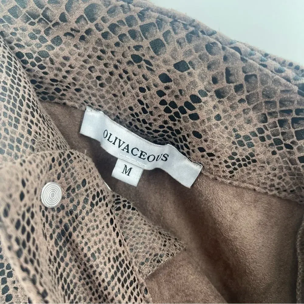 Olivaceous Snake Print Button Down Skirt medium